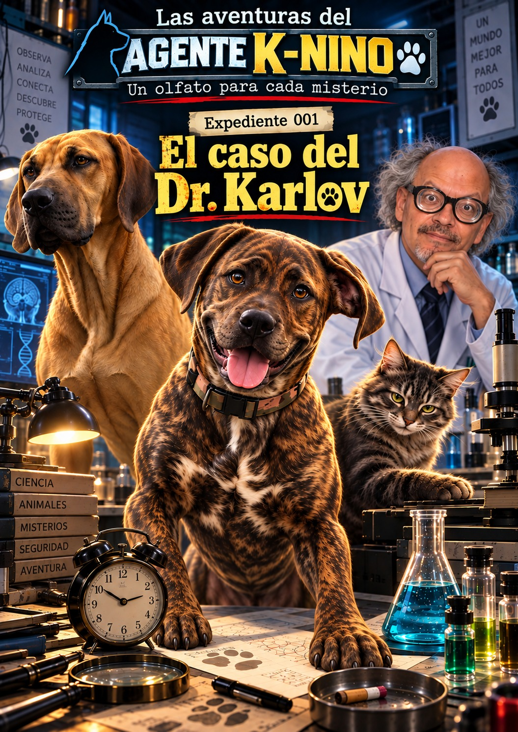 Portada del libro Las aventuras del Agente K-Nino, Expediente 001: El caso del Dr. Karlov